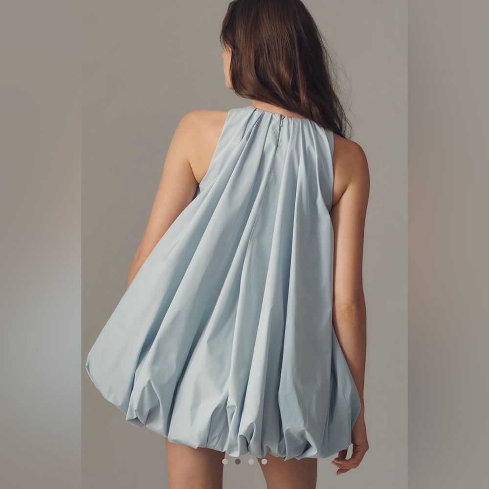 Mac Duggal Light Blue Sleeveless Taffeta Bubble Mini Dress - Picture 2 of 12